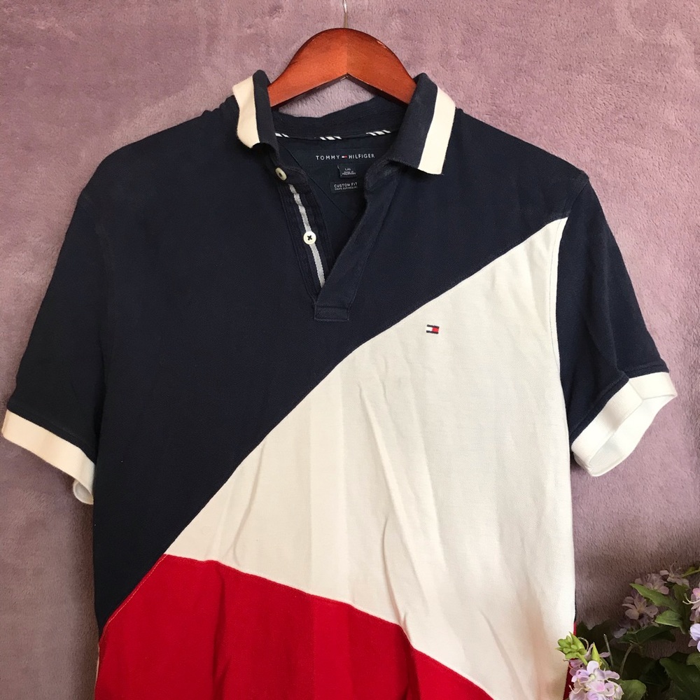 Tommy Hilfiger polo shirt red navy white